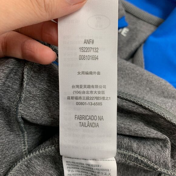 Abercrombie Jacket Women L Large Gray Heather Full Zip Mock Neck Thumbhole Run - Picture 11 of 16